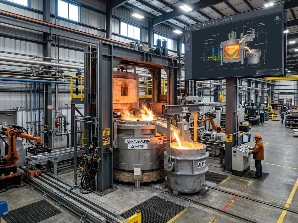 3D blueprint and heavy industrial manufacturing of Huirong aluminum melting furnace system
