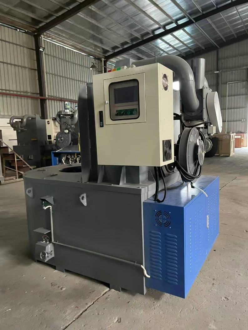 Side view of dual heat storage gas furnace showing smart PLC control cabinet and structure